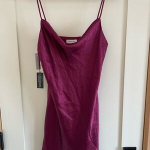 Babaton Satin Slip Dress in Rich Purple